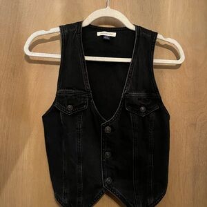 American Eagle Black Denim Vest